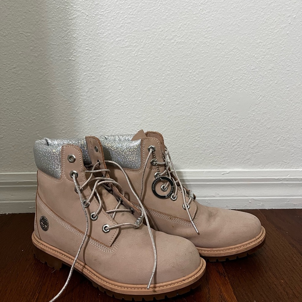 Timberland pink Boots with Silver Accents